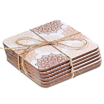  Mandala Rosa/Beige Blommor Underlägg 