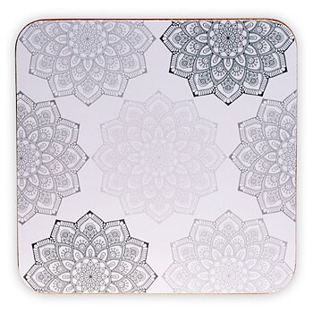  Mandala Grå Blommor Underlägg 