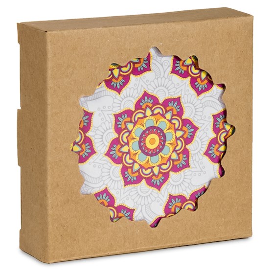  Mandala Röd Blomma Underlägg  - 3