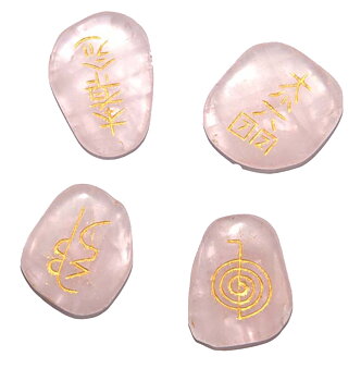 Reiki Stenar Trumlad Platt - Rosenkvarts - Set av 4