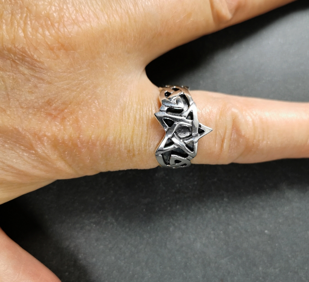 Pentagram Ring i Silver - Keltisk - 3