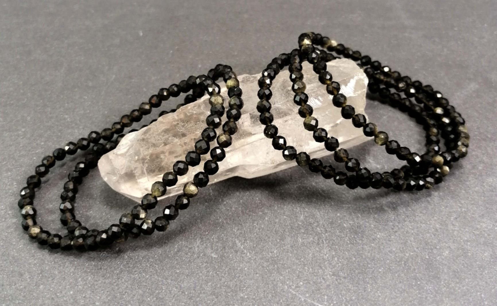 Guld Obsidian Armband - Fasettslipad