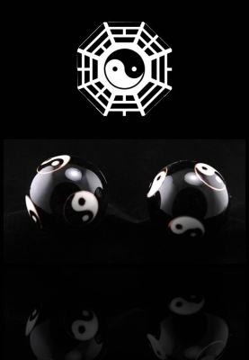 Kinesiska Hälsokulor - Svart Yin Yang - 42mm - 2