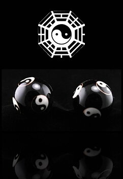 Kinesiska Hälsokulor - Svart Yin Yang - 42mm