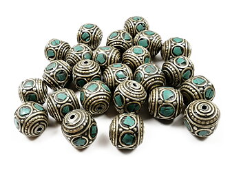 Turkos /Mässing Pärlor - ca. 15x15mm