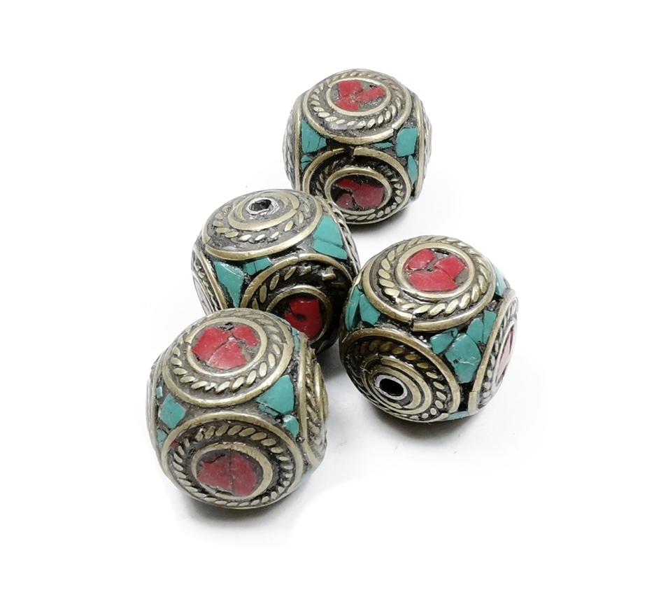 Turkos /Korall Pärlor - ca. 15x15mm