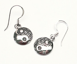 Yin Yang Örhängen i Silver med Flower of Life nät - 16mm - 2