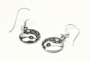 Yin Yang Örhängen i Silver med Flower of Life nät - 16mm