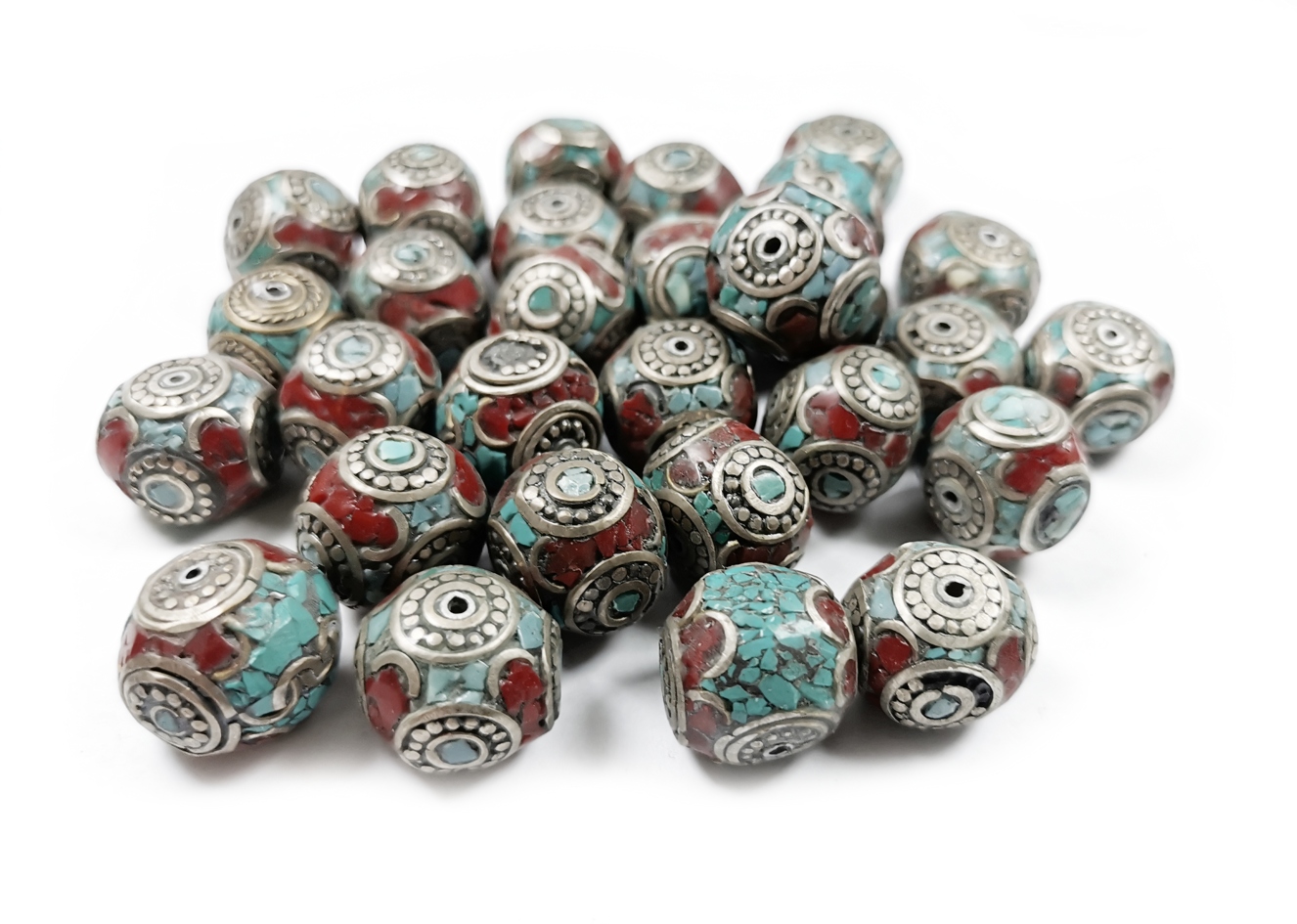 Turkos /Korall Pärlor - ca. 17x13mm