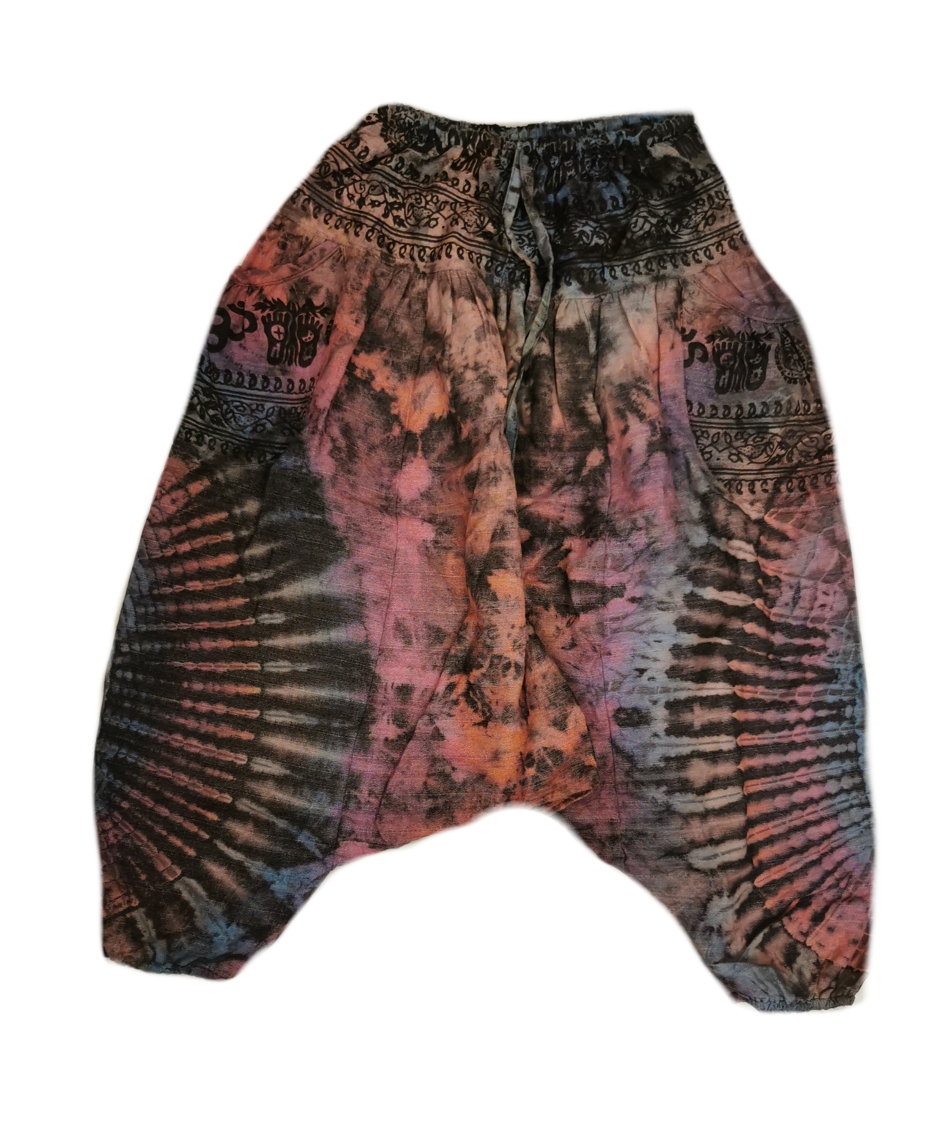 AUM /Buddha Feet Haremsbyxor - Stonewash Tie dye Lila/Orange  Mix