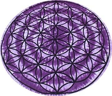 Lila Livets Blomma Mandala Duk / Matta - Rund 