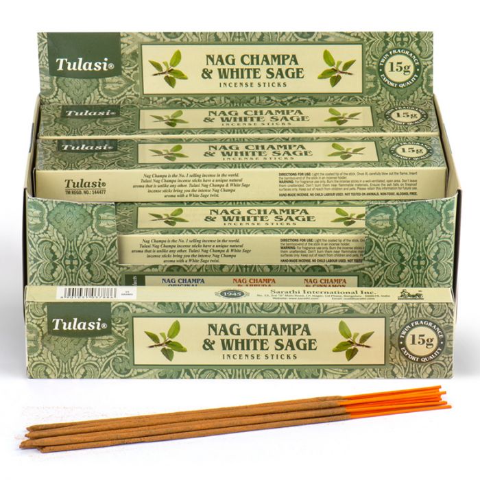 Tulasi Vit Salvia/Nag Champa Rökelse - Grön pack
