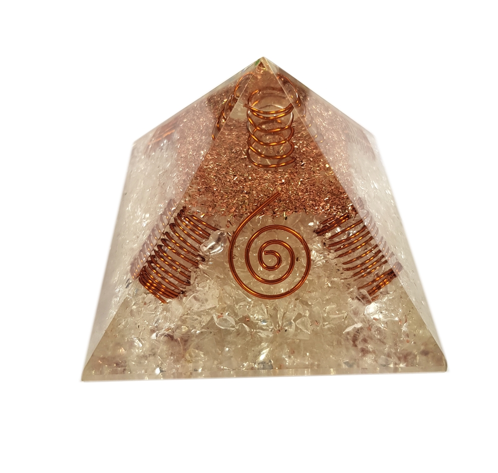 Orgonite Pyramid - Bergkristall med Bergkristall Spets + 4 Extra Spiraler - 2