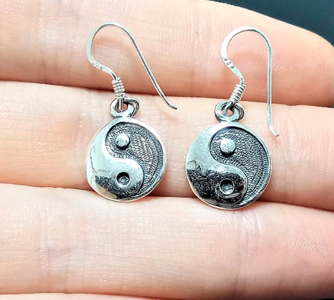 Yin Yang Örhängen i Silver - Grå/Silver - 2