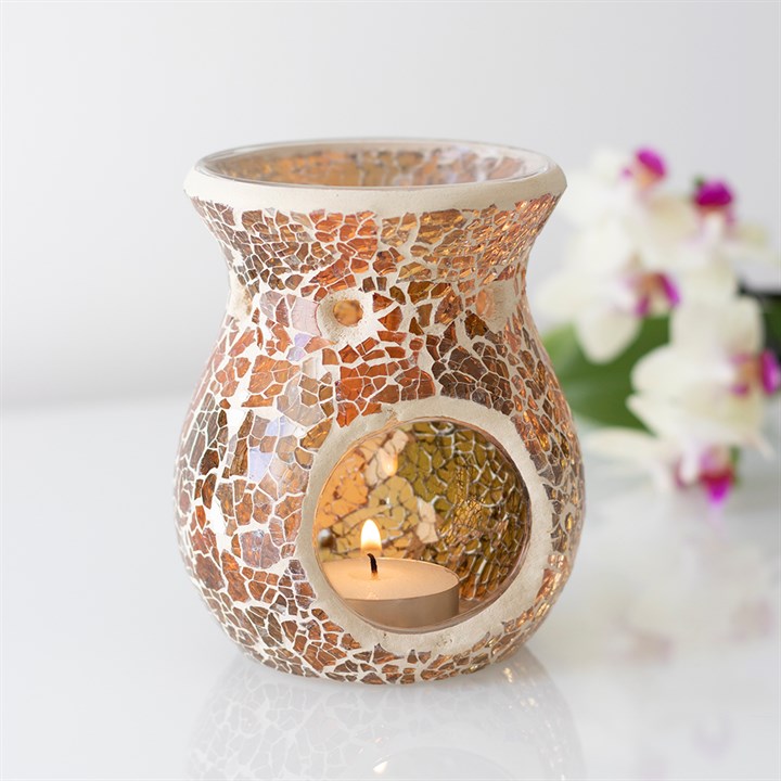 brun mosaik aromalampa med spegeleffekt 