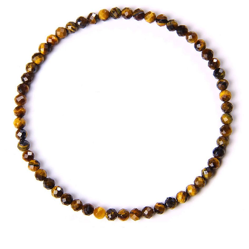 Fasett Slipad Tigeröga Armband - 4mm Pärlor