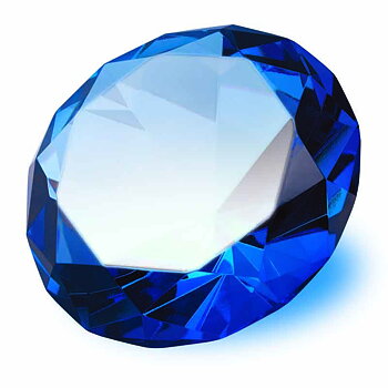 Stor Blå Glas Diamant -  10cm