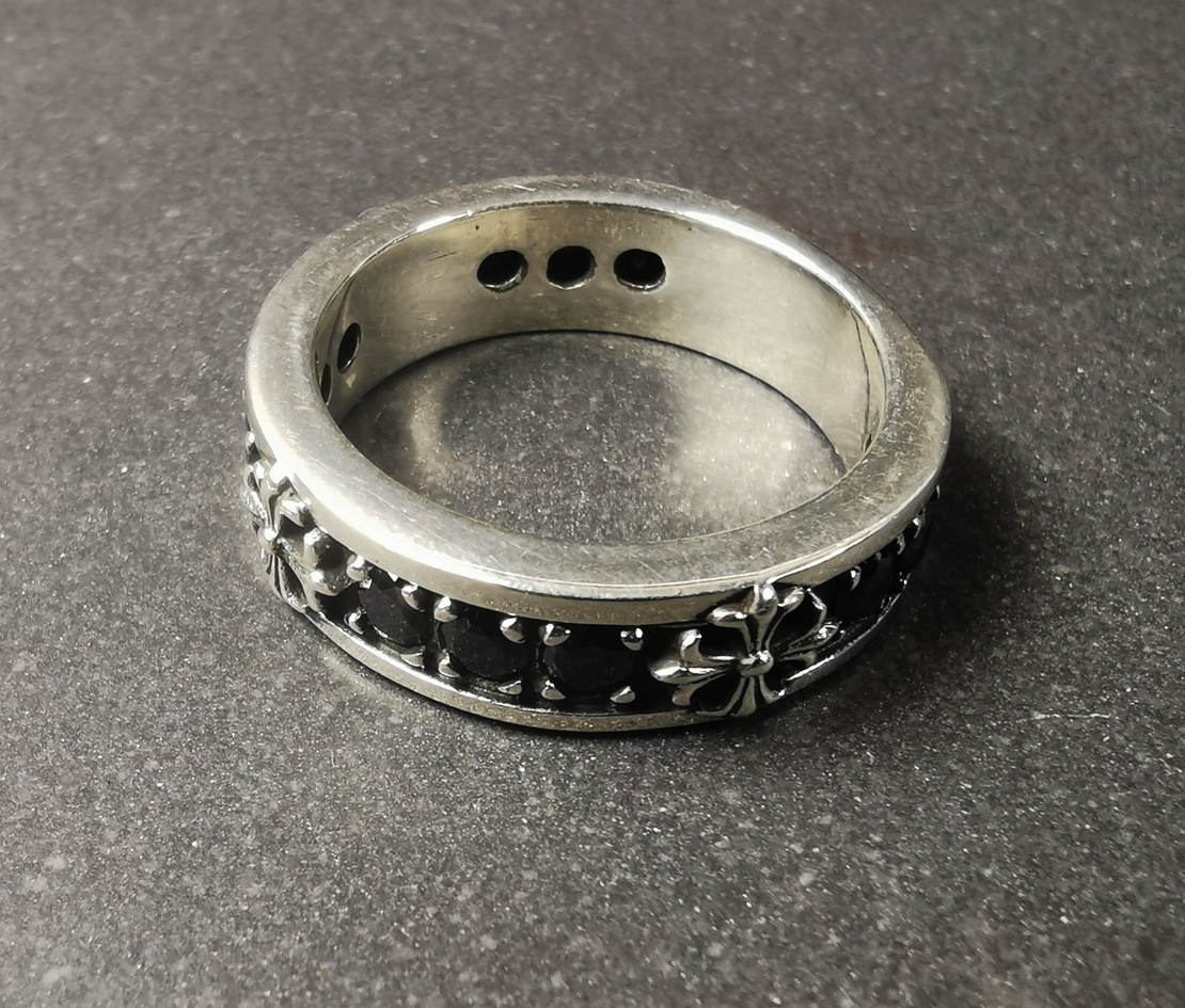 Kors, Markasit och Svart Onyx Silver Ring - 2