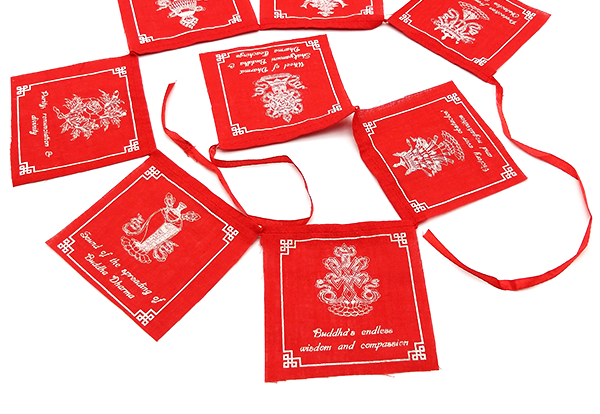 Tibetanska böneflaggor - Tibetan Eight Auspicious Prayer Flags 