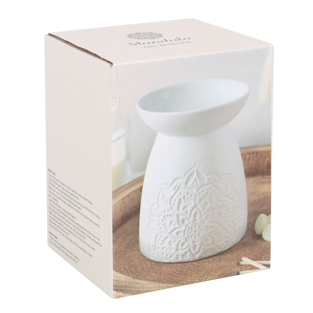 Aromafume Aromalampa/Oil Burner - Vit Mandala Mönster Oljebrännare  - 3