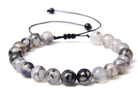 Spindelväv Agat (Dragon Vein Agate) Armband 
