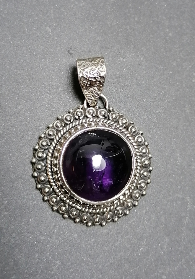Ametist Sterling silver filigran cabochon hänge  