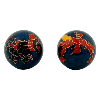 Kinesiska Hälsokulor -   Blå - Drake /Fågelfenix - 38mm