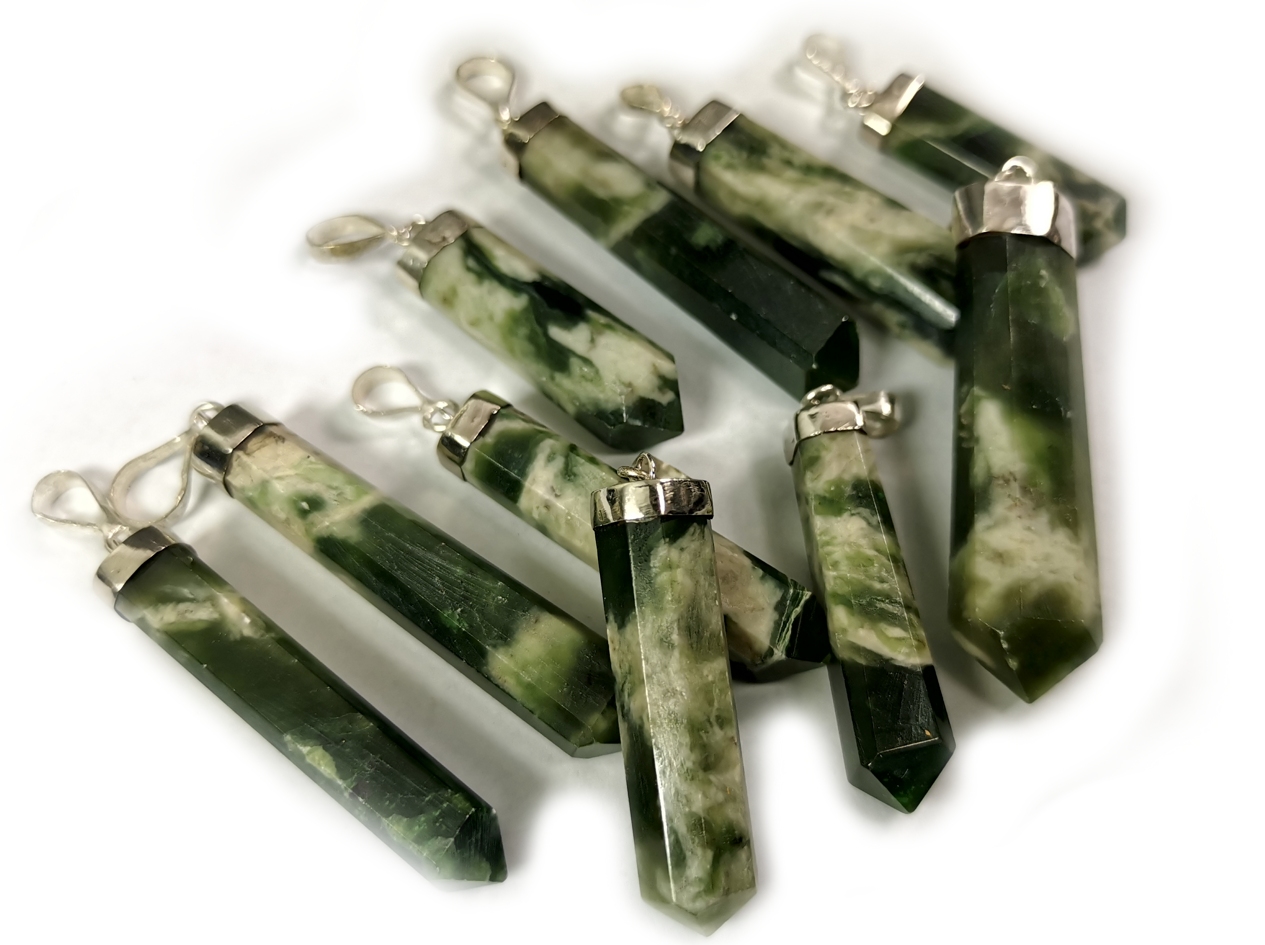 Nefrit Jade ( Randig) , hängen i Sterling silver