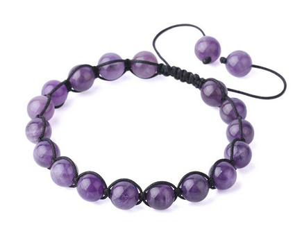 Ametist Armband med knut 8mm runda pärlor