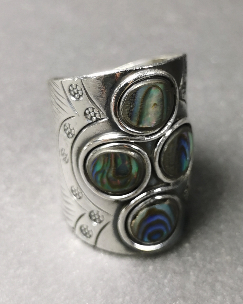 Bred Silverring med Abalone skal inlägg