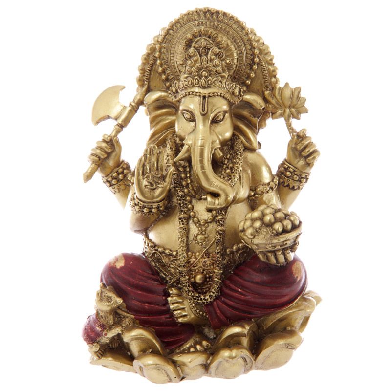 guld och röd ganesha staty