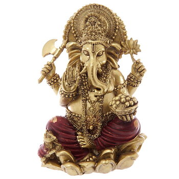 guld och röd ganesha staty