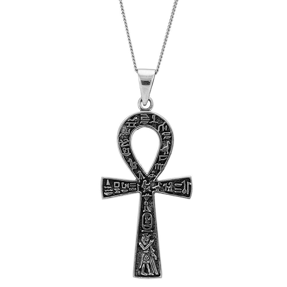 Ankh Kors i Silver - Hieroglyfisk  - 54mm