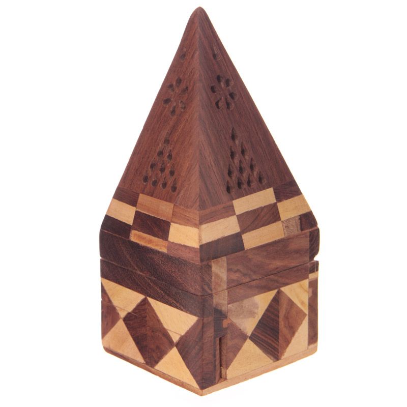 Sheeshamträ pyramid rökelse låda