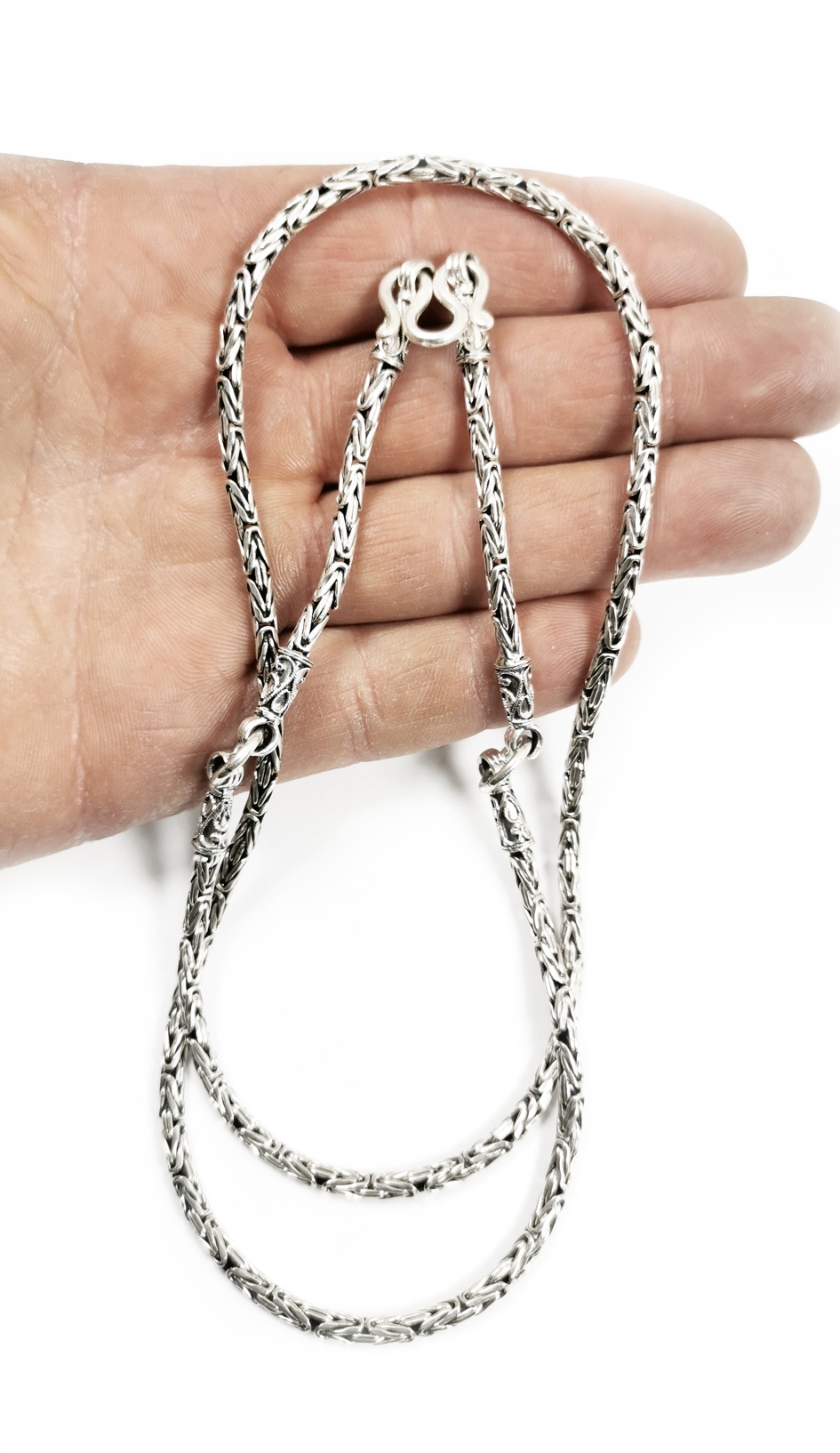 Antik Stil Byzantine Kedja i Sterling Silver  -3mm - Dubbellänk - 66cm - 4