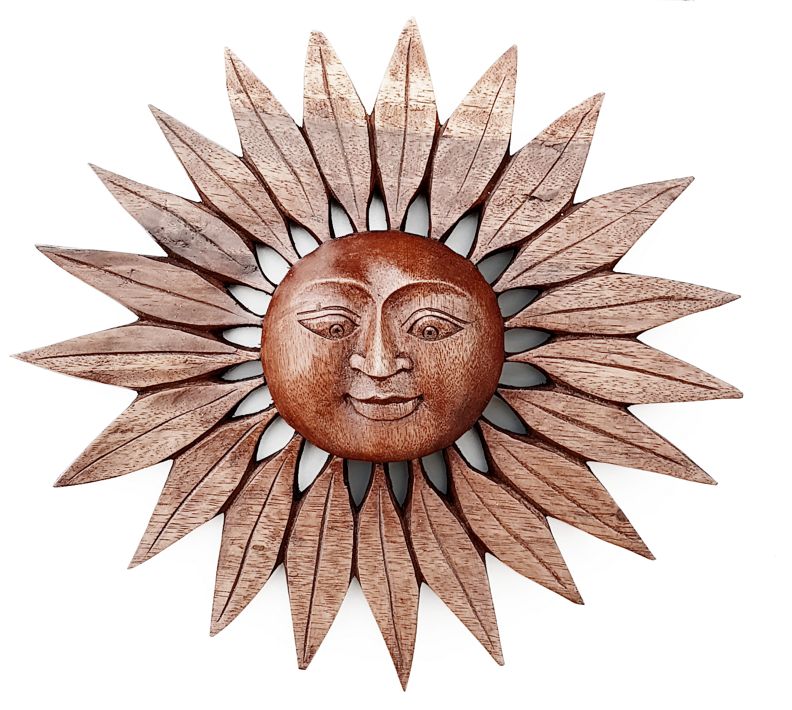 Sol Blomma Ansikte i Trä 