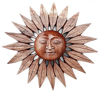 Sol Blomma Ansikte i Trä 