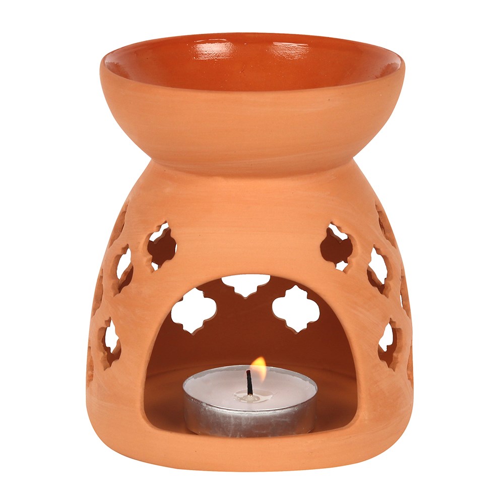 Aromafume Aroma lampa/Wax  Burner - Quatrefoil pattern  Terracotta