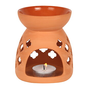 Aromafume Aroma lampa/Wax  Burner - Quatrefoil pattern  Terracotta