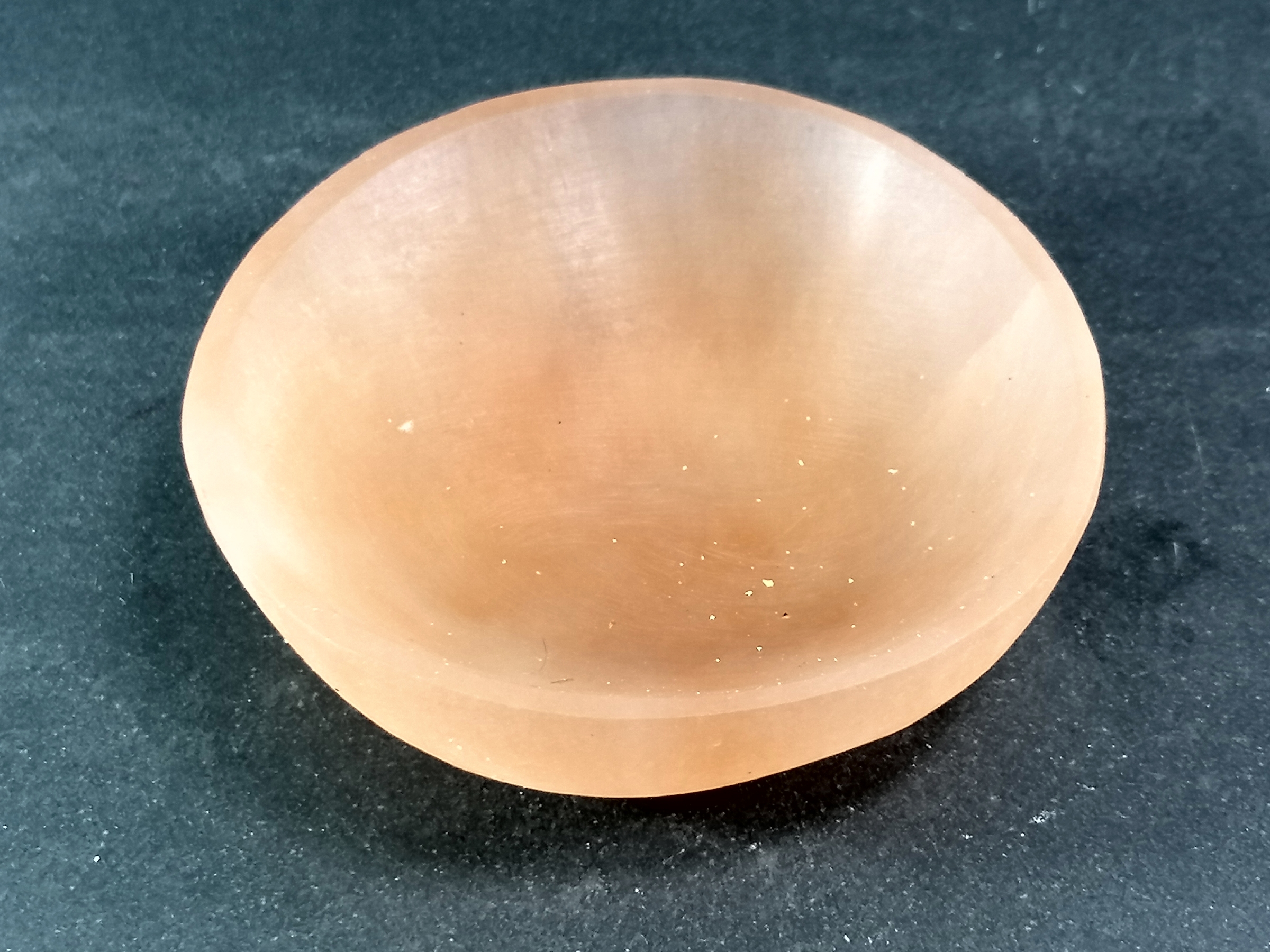 Rosa / Orange Selenit skål - Rund - ca 6cm