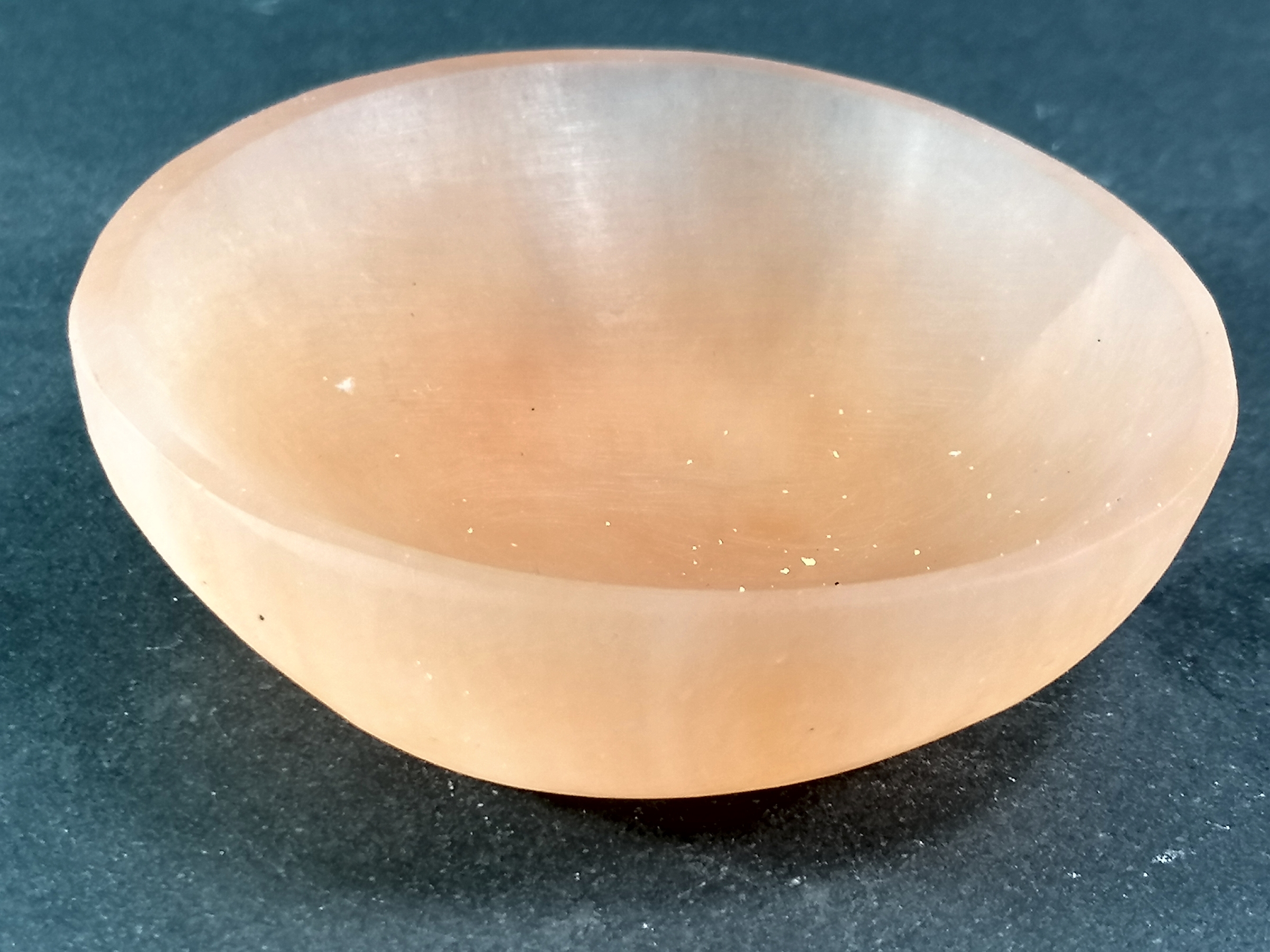 Rosa / Orange Selenit skål - Rund - ca 6cm - 2