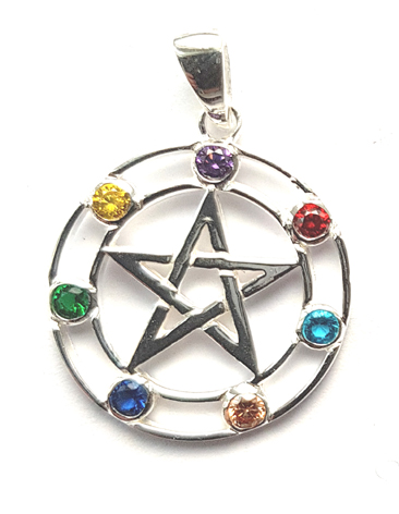 Pentagram Chakra Hänge  i Äkta Silver - 3