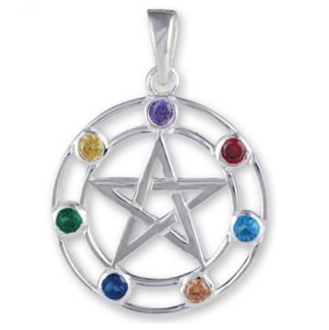 Pentagram Chakra Hänge  i Äkta Silver
