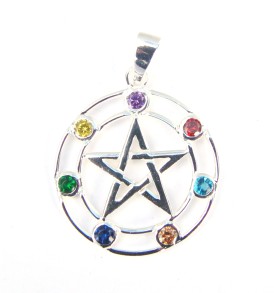 Pentagram Chakra Hänge  i Äkta Silver - 2