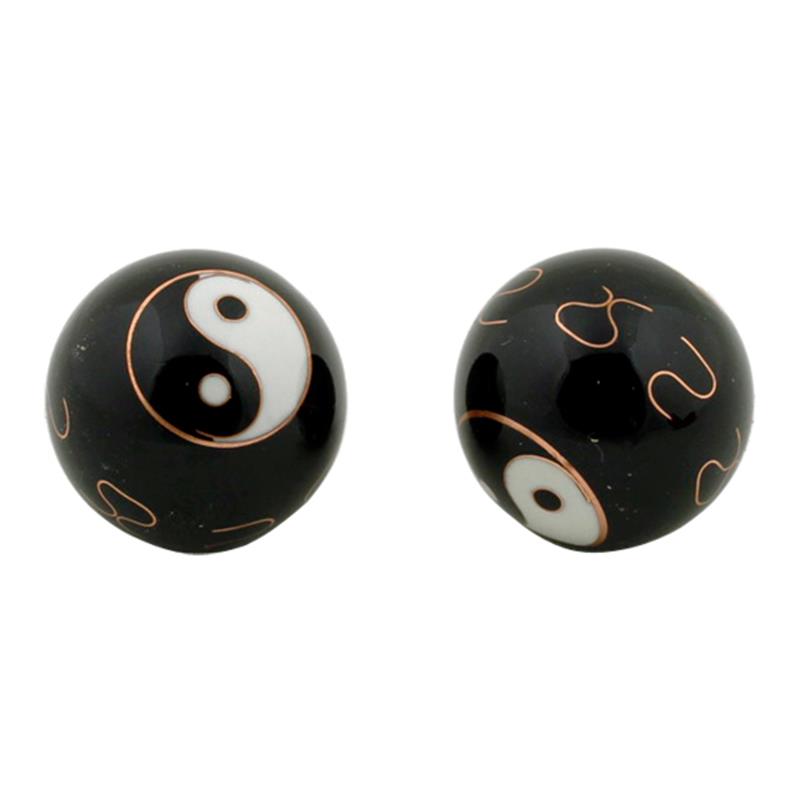 Kinesiska Hälsokulor - Svart Stor Yin Yang - 4cm