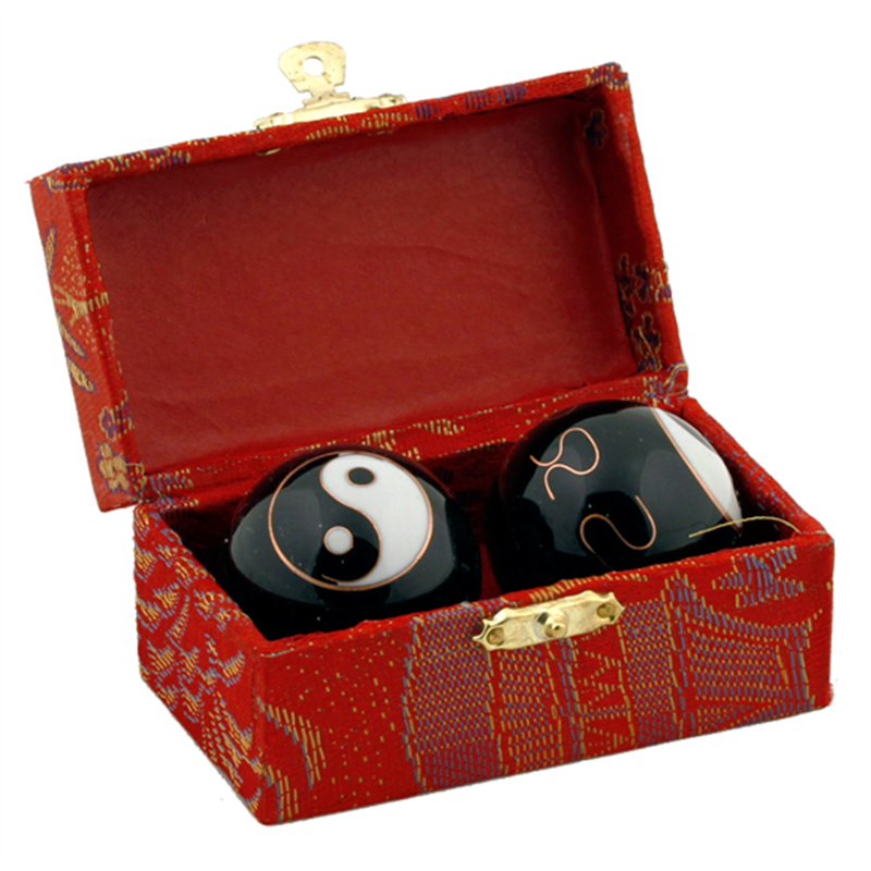 Kinesiska Hälsokulor - Svart Stor Yin Yang - 4cm - 2