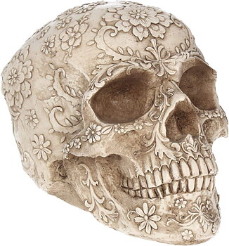 Dödskalle med Blommor
