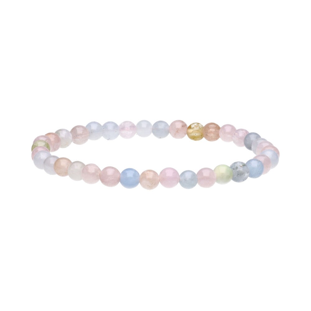 Elastiskt  Armband med 4mm runda pärlor - Morganit Mix - 2