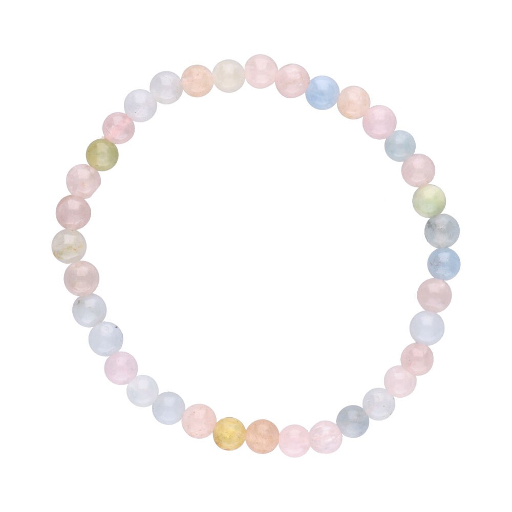 Elastiskt  Armband med 4mm runda pärlor - Morganit Mix