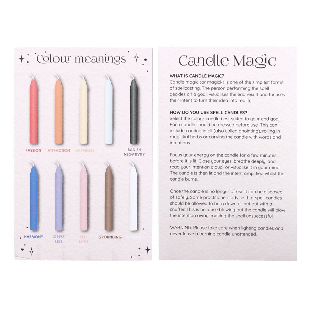Spell Ljus - Pack of 12 Mixed Colour Spell Candles - 4